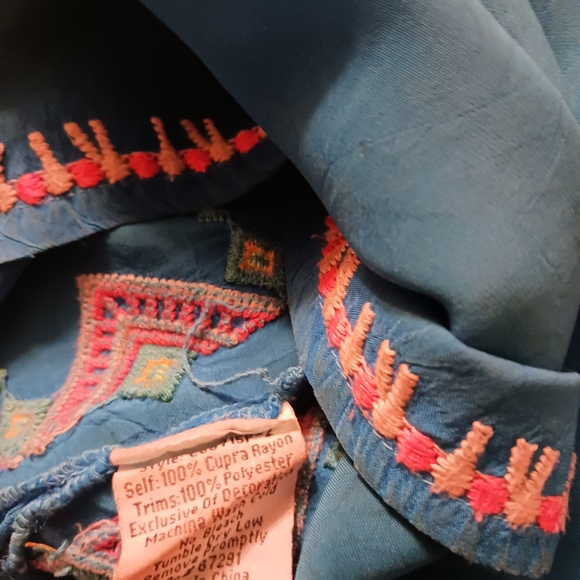 Johnny Was Blue Embroidered Tunic Top - Picture 3 of 7